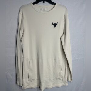 Under Armour Men's Cream Long Sleeve Shirt size L pre owned Exellent condition.